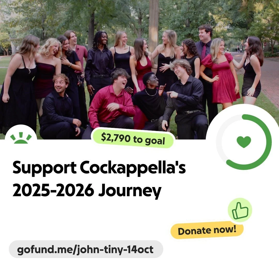 ICCA quarterfinals are just around the corner and we are so excited!!! We appreciate all of your support during this exciting time! 

In addition to support we would love help raising funds for our trip to Durham, North Carolina coming up on January 