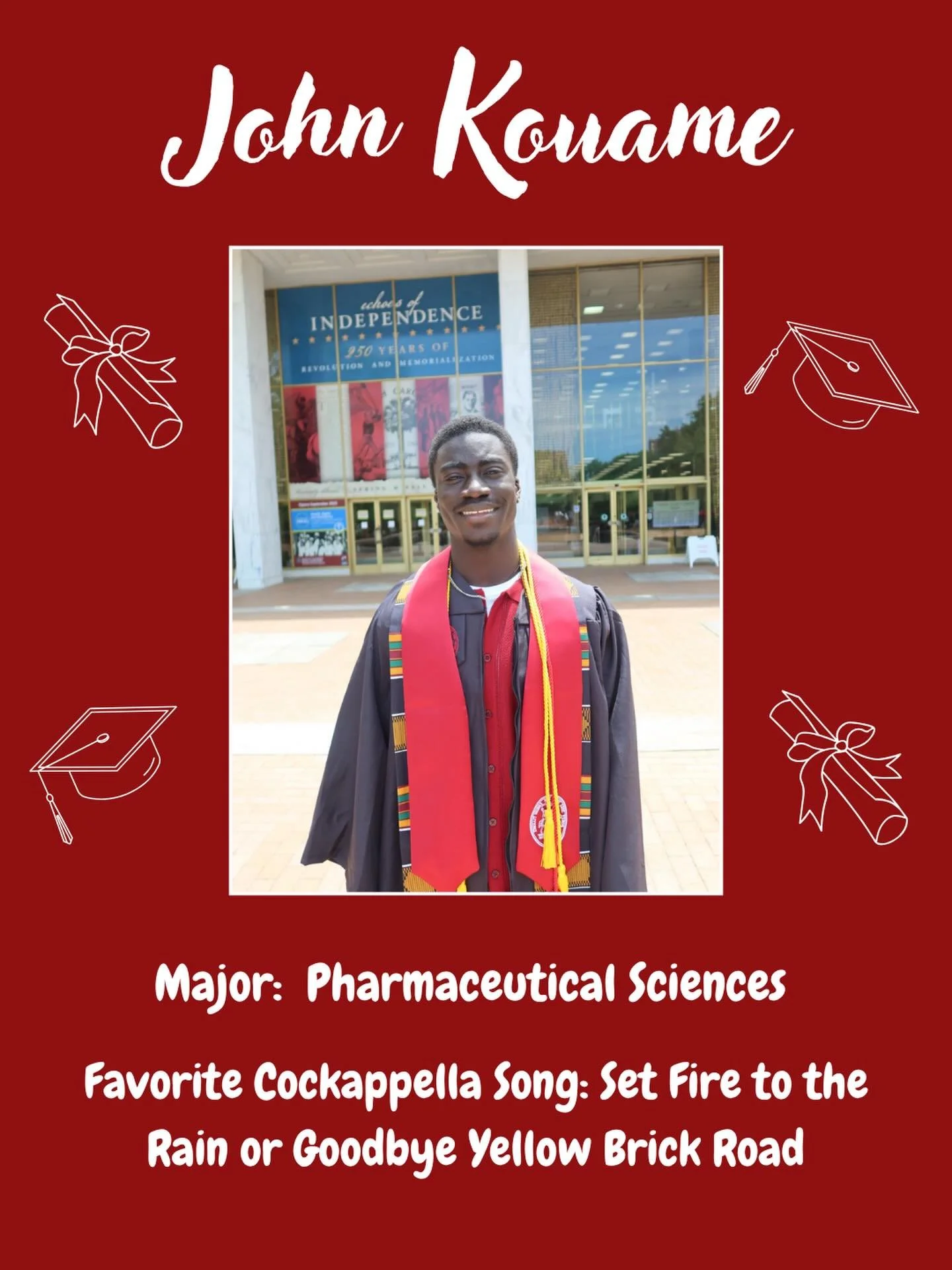 🙌 SENIOR SPOTLIGHT 🙌 John is returning this fall for his 3rd year of pharmacy school! Between his studies, he&rsquo;s looking forward to finding a new hobby and enjoying another season of football games! We are so proud of your hard work and dedica