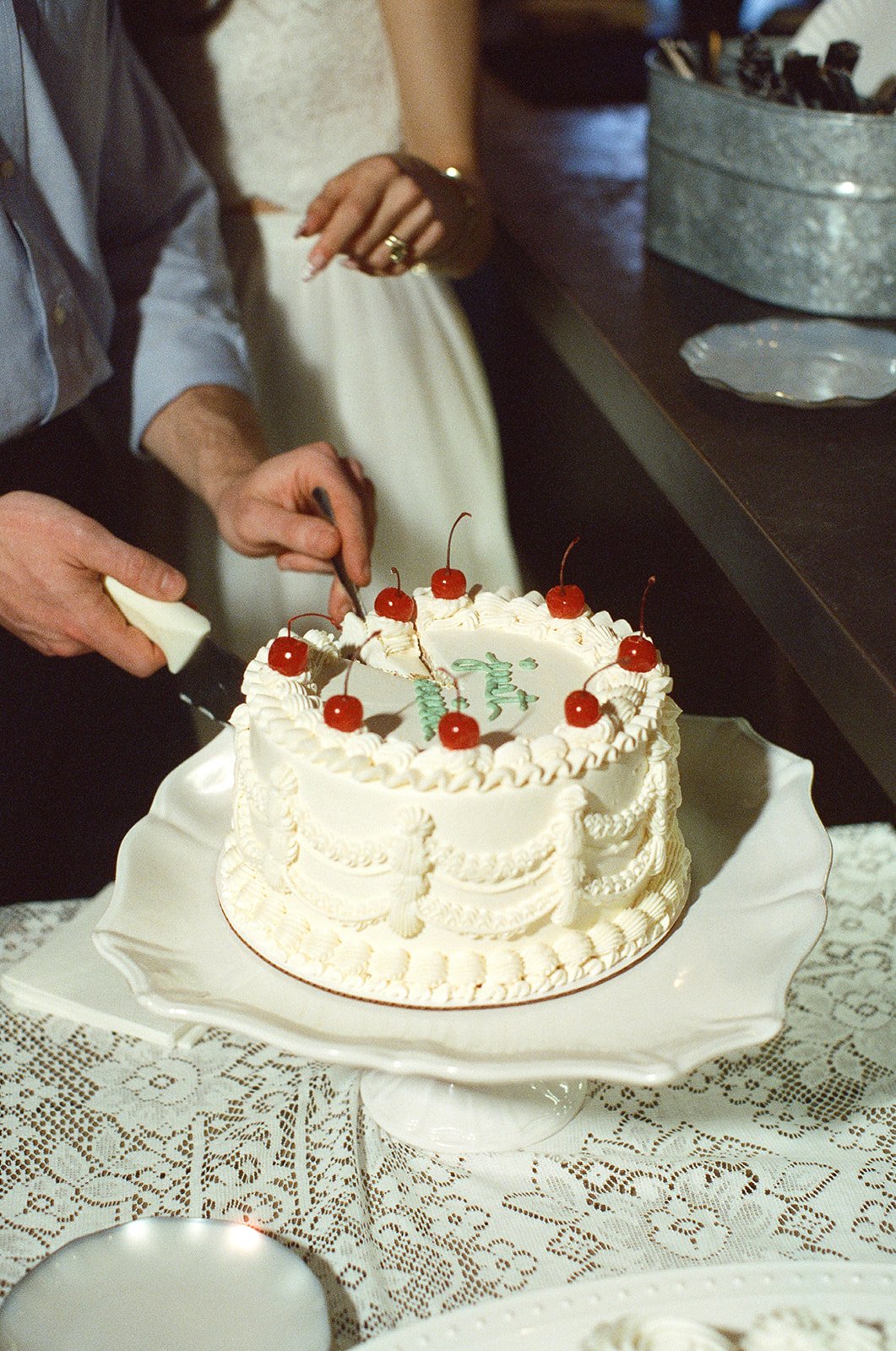 random row brewing wedding cake