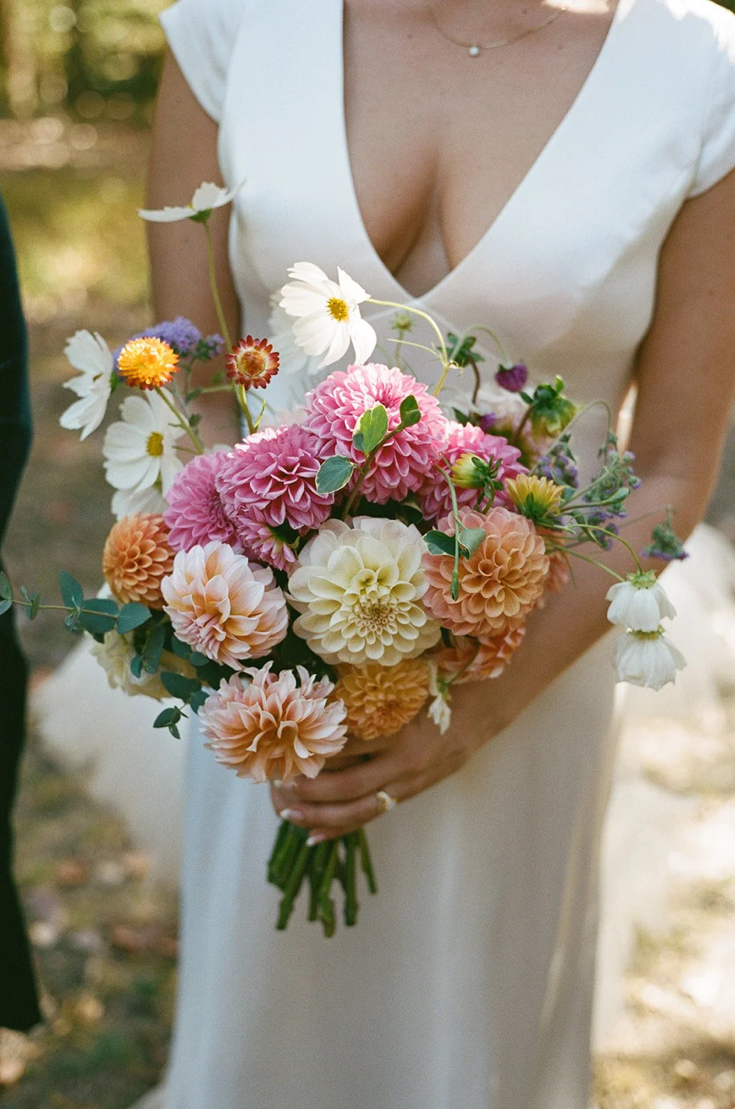 a film photo of a brides bouquet in charlottesville virginia
