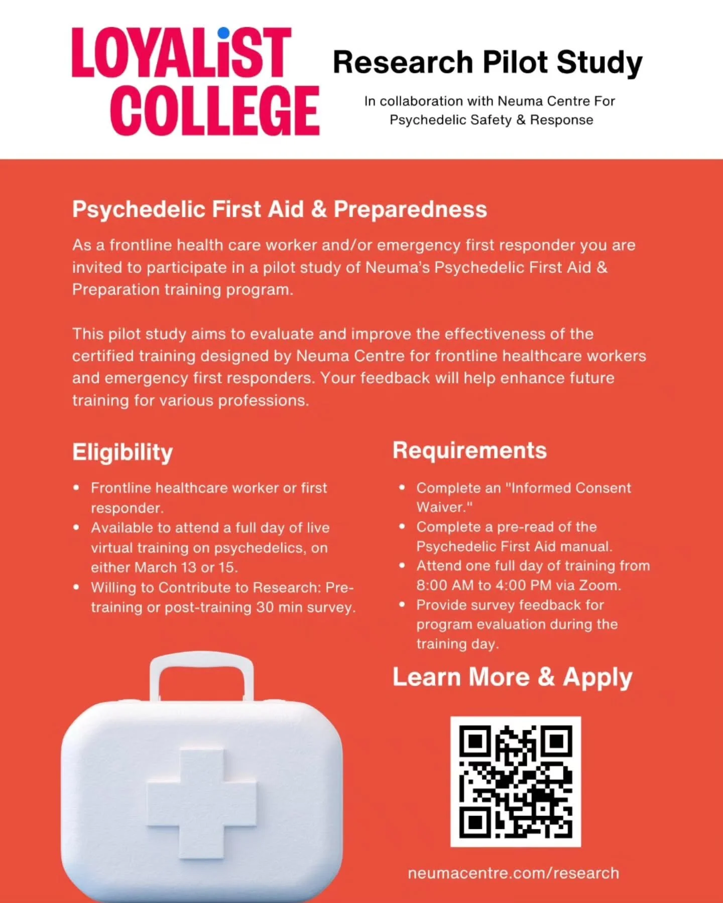 WE'RE RECRUITING: for a research pilot study in collaboration with Loyalist College! 

If you know someone who is a&nbsp;paramedic,&nbsp;police officer,&nbsp;fire-fighter,&nbsp;public health worker, or&nbsp;nurse, please send them this info to see if