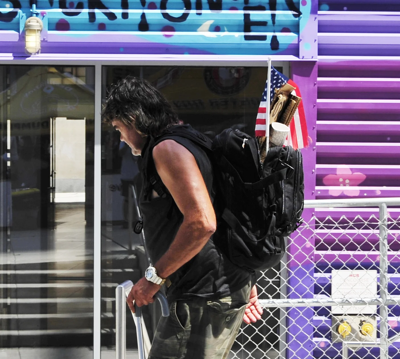   Vet at WTC —Proudly displays the flag   