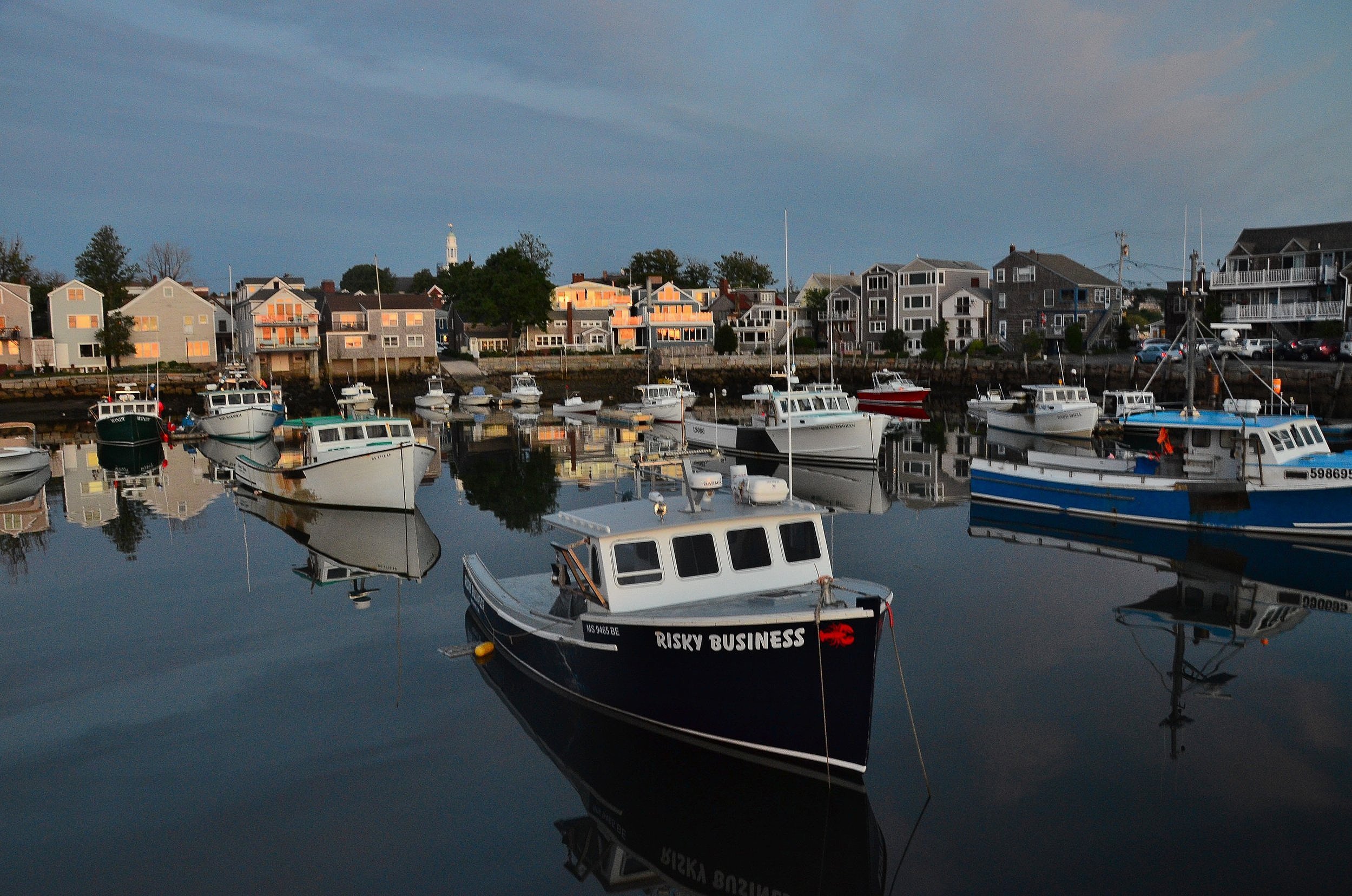   INNER HARBOUR 3:58 AM-NOTE REFLECTION OF SUNRISE IN WINDOWS  