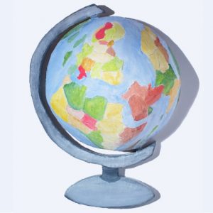 Barbara Sullivan, Earth Pigment Globe , 2014, Shaped Fresco, 12″ x 16″ x 7″