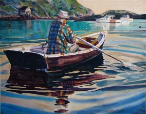 Michael Vermette’s Monhegan Lobsterman Rowing Courtesy The Monhegan Museum