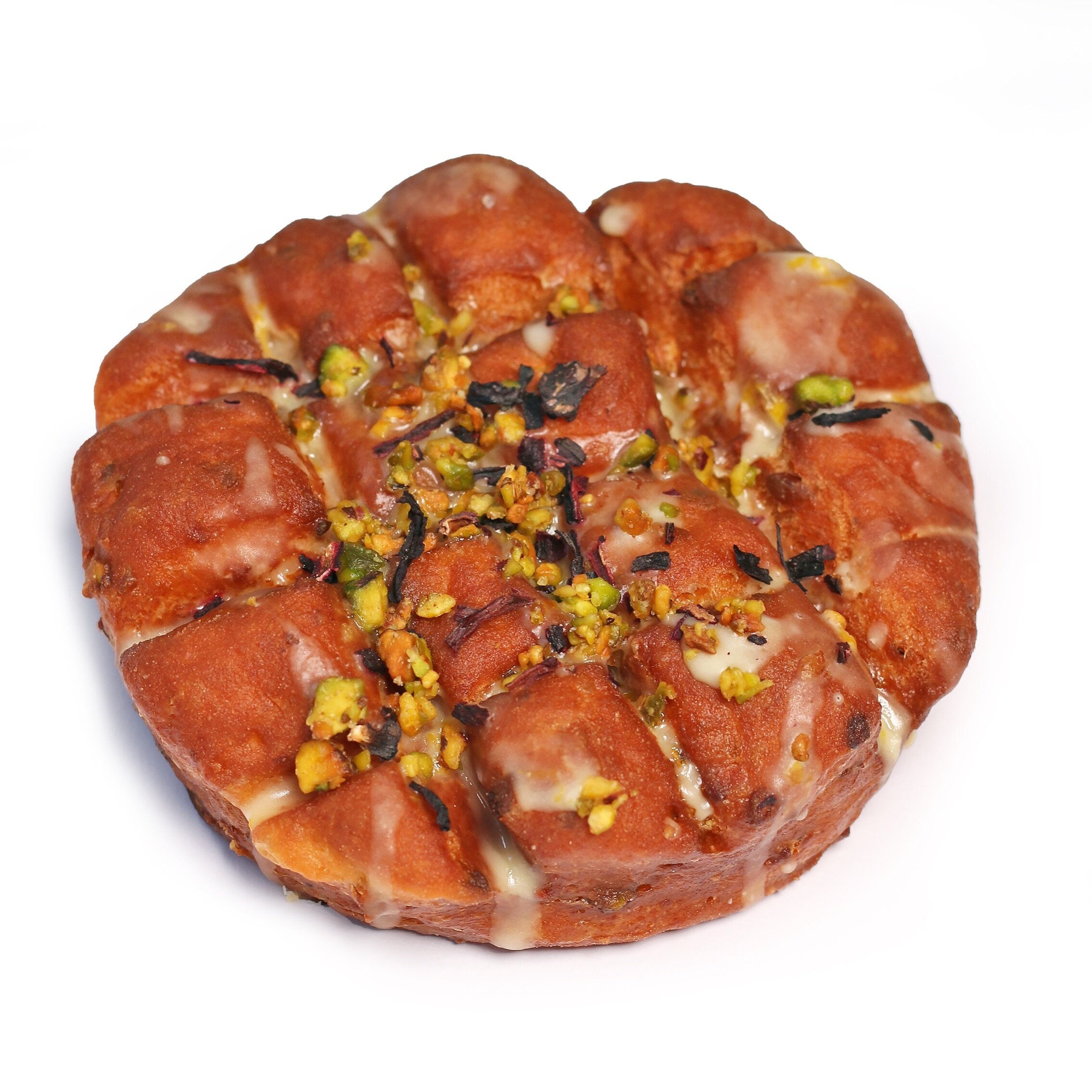 Roxy Fritters to start off the Persian New Year! 

Saffron &amp; pistachio dough drizzles with a cardamom-rose water glaze and sprinkled with pistachios and hibiscus petals. 

These will be available today and tomorrow!