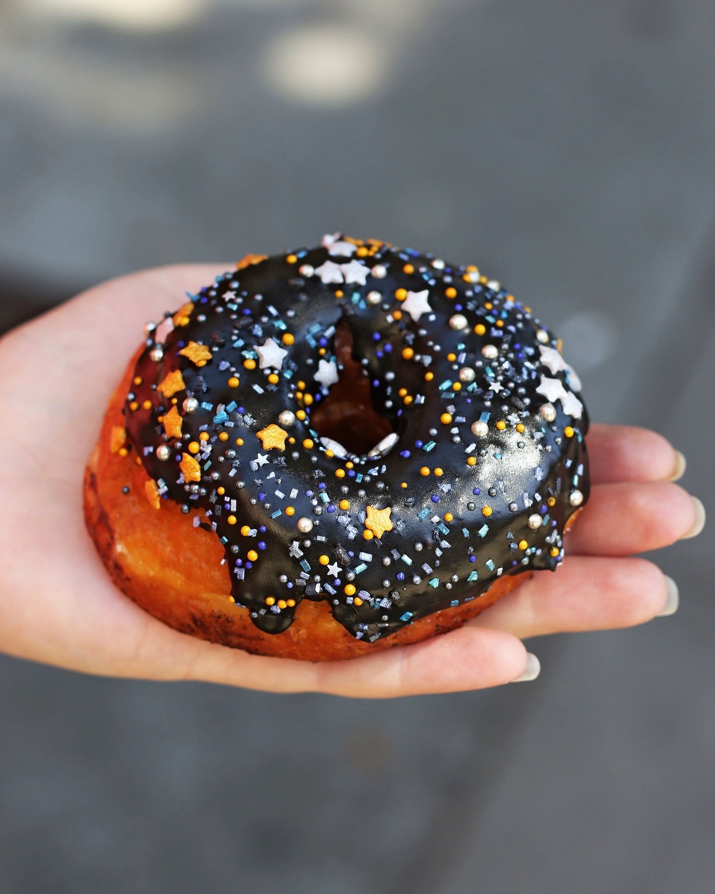 May the Fourth be with you ✨

Today we&rsquo;re offering some galaxy inspired donuts in honor of May the 4th.

💫Dark chocolate chips folded into a coffee dough. Dipped in a midnight black chocolate glaze and garnished with galaxy sprinkles.