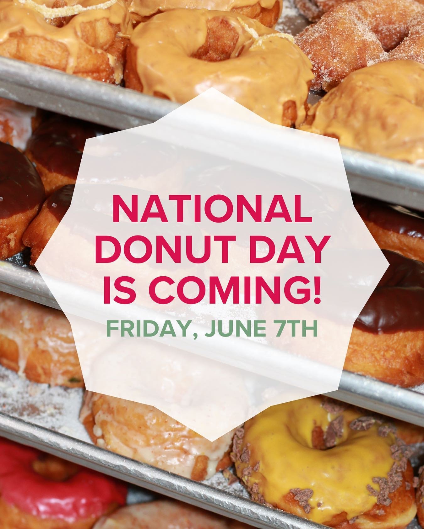Mark your calendars 🗓️

Next Friday is #NationalDonutDay! We&rsquo;ll be serving some BRAND NEW flavors - all suggested by YOU, our lovely customers. 

Keep your eyes open, we&rsquo;ll be announcing the flavors soon 👀