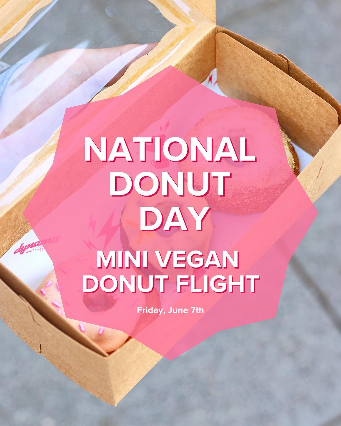#NationalDonutDay is Friday, June 7th!

To celebrate, we&rsquo;ll be offering a flight of three vegan flavors that were suggested by our customers 🫶

Each box will contain the following flavors:

🍊Yuzu Orange Chocolate
Our vegan chocolate base is d