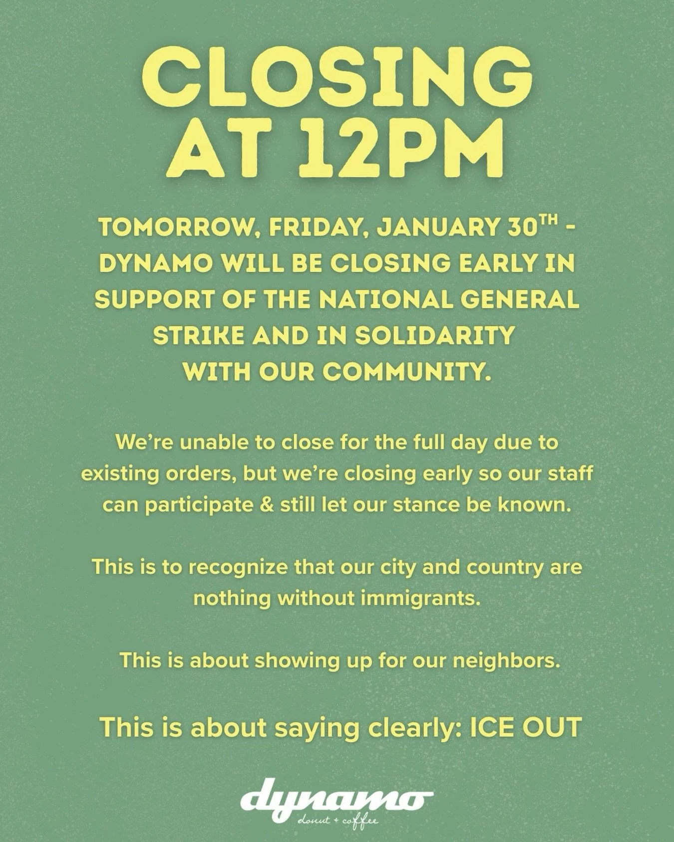 We will be closing at 12pm on Friday 🍩💕