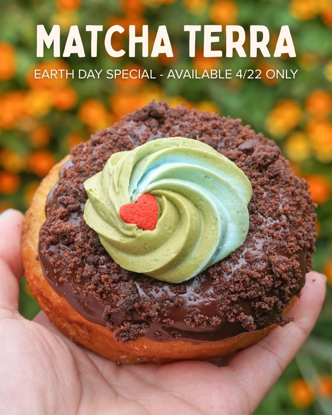 Matcha Terra is returning 4/22! 

Vanilla dough, chocolate glaze, chocolate shortbread cookie crumbles, minty-matcha buttercream 🤤

Available only at 24th Street 😊