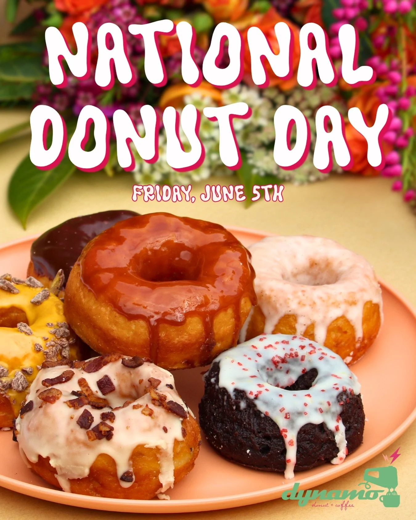 Celebrate National Donut Day with us! 🎈

We&rsquo;re celebrating our favorite day of the year with a ton of giveaways! 

For every 1/2 dozen donuts you purchase on 6/5, you&rsquo;ll get a raffle ticket for a chance to win:
🍩 Donuts
☕️ Coffee Tumble