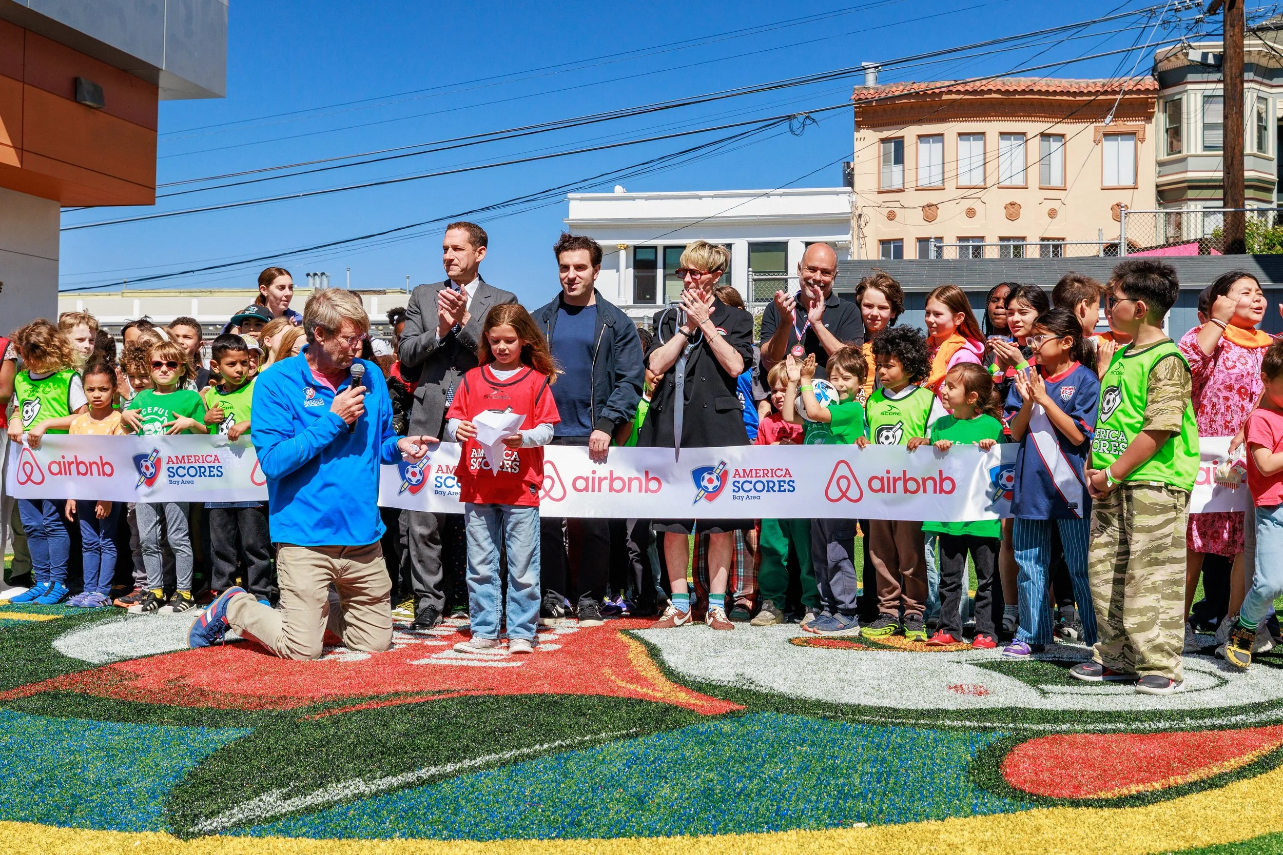 Airbnb partners with SCORES on new pitch at Harvey Milk Civil Rights Academy.