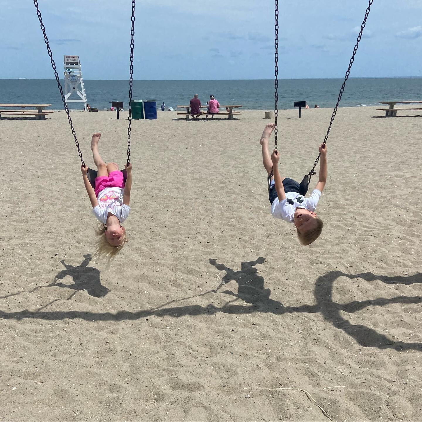 The swing creaked as my kids soared, higher and higher off the sand, the tone a high-pitched squeal, like a bird but louder, and shrill.

Part of me wanted to tell them to switch to quieter swings, but they were happy and I didn&rsquo;t want to distu