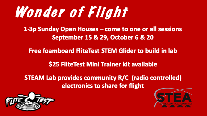 Watch the videos below to learn about flight and see what kind of projects we will be doing at the open house summer sessions. We look forward to seeing you. If you have questions, please email info@communitycenter.life