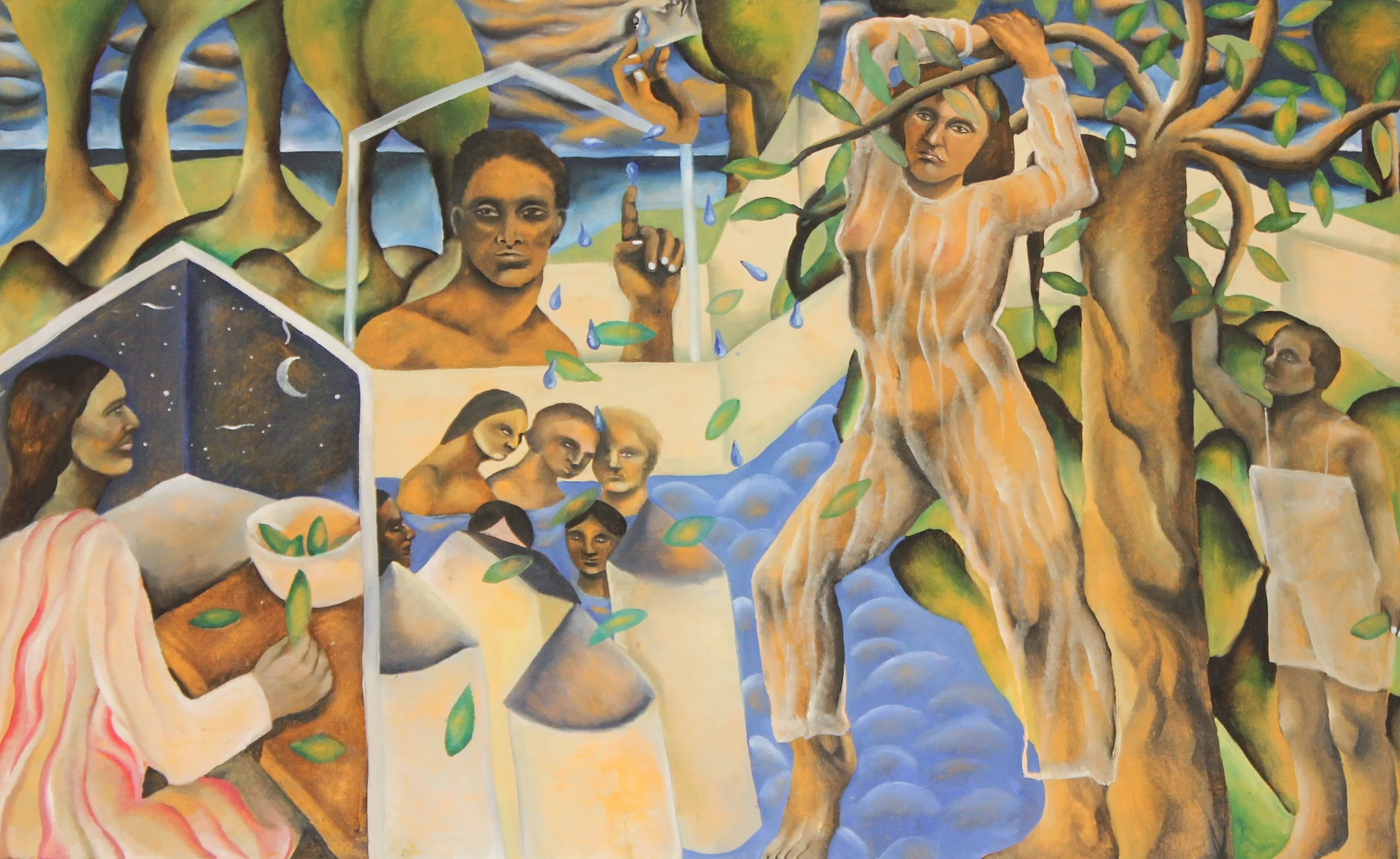 The Deluge (The Town) , oil on board, 124cm/200cm, January 2017