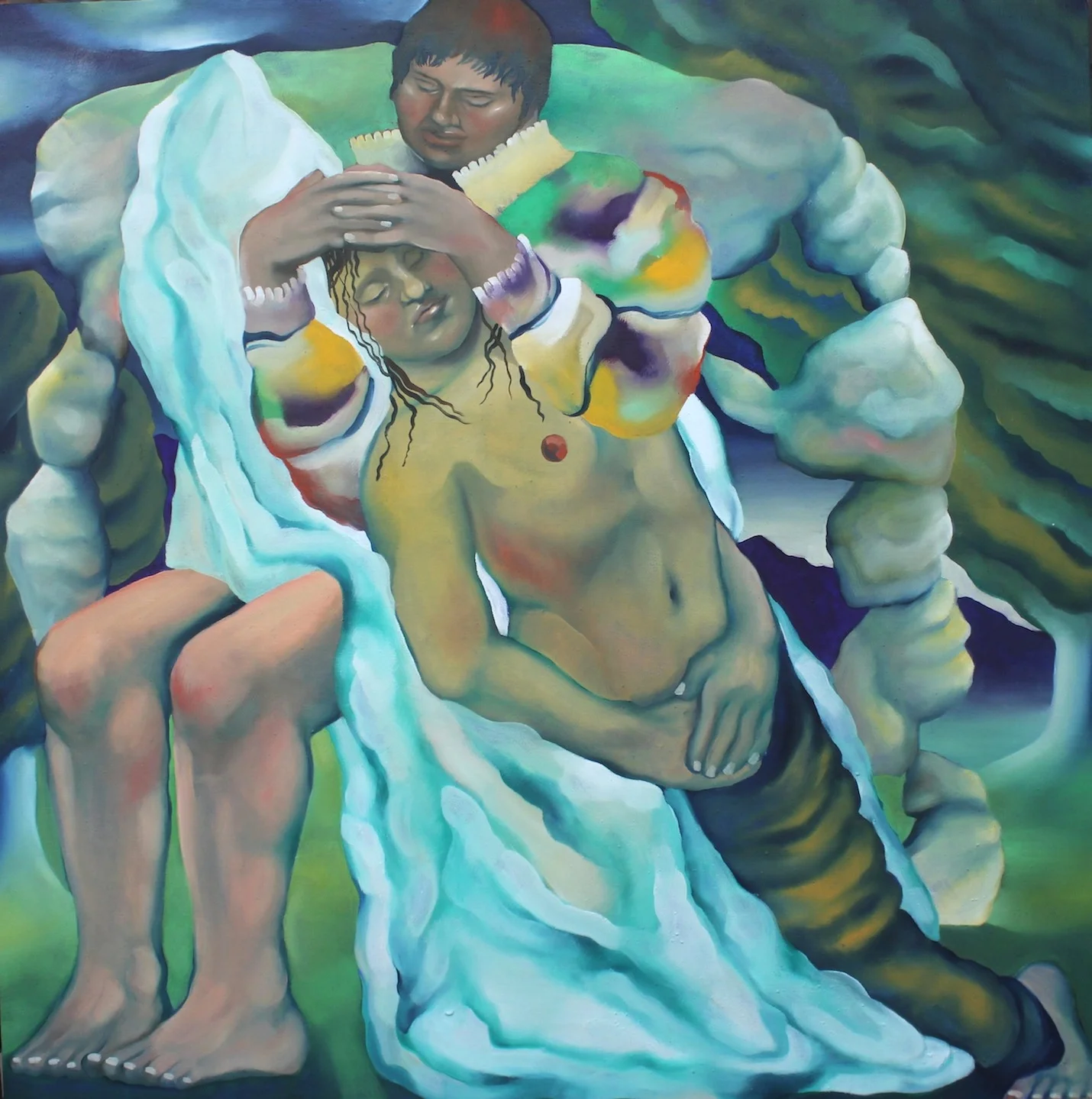 Sommeil (Le Soin ), huile sur toile, 124cm/124cm, 2019