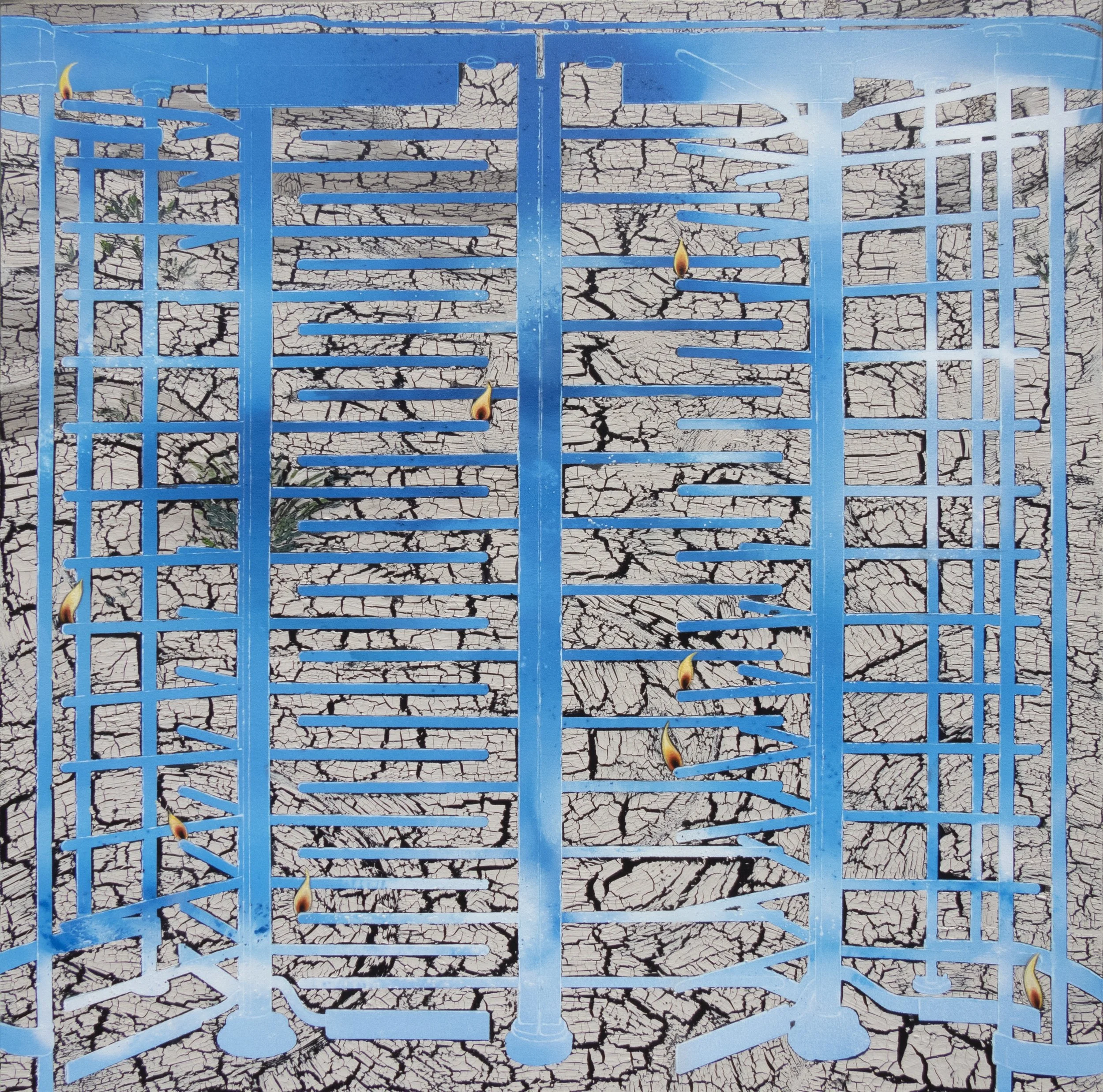 Entry, 2023, Oil, acrylic, conte crayon, clay and glue on canvas, 72 x 72 inches.jpg