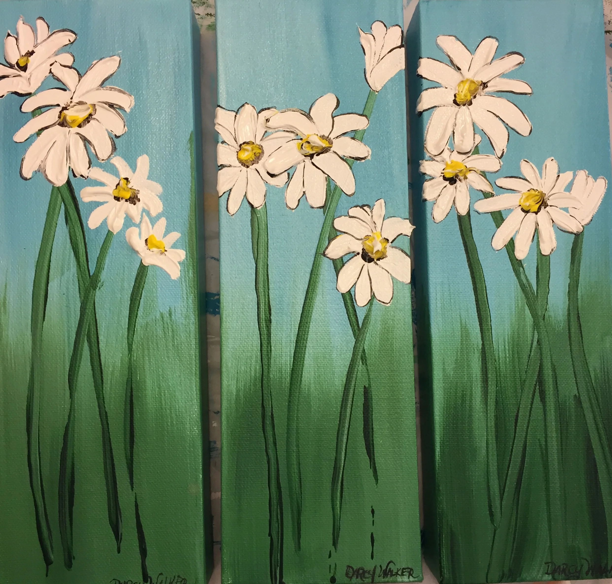 Triptych Daisies