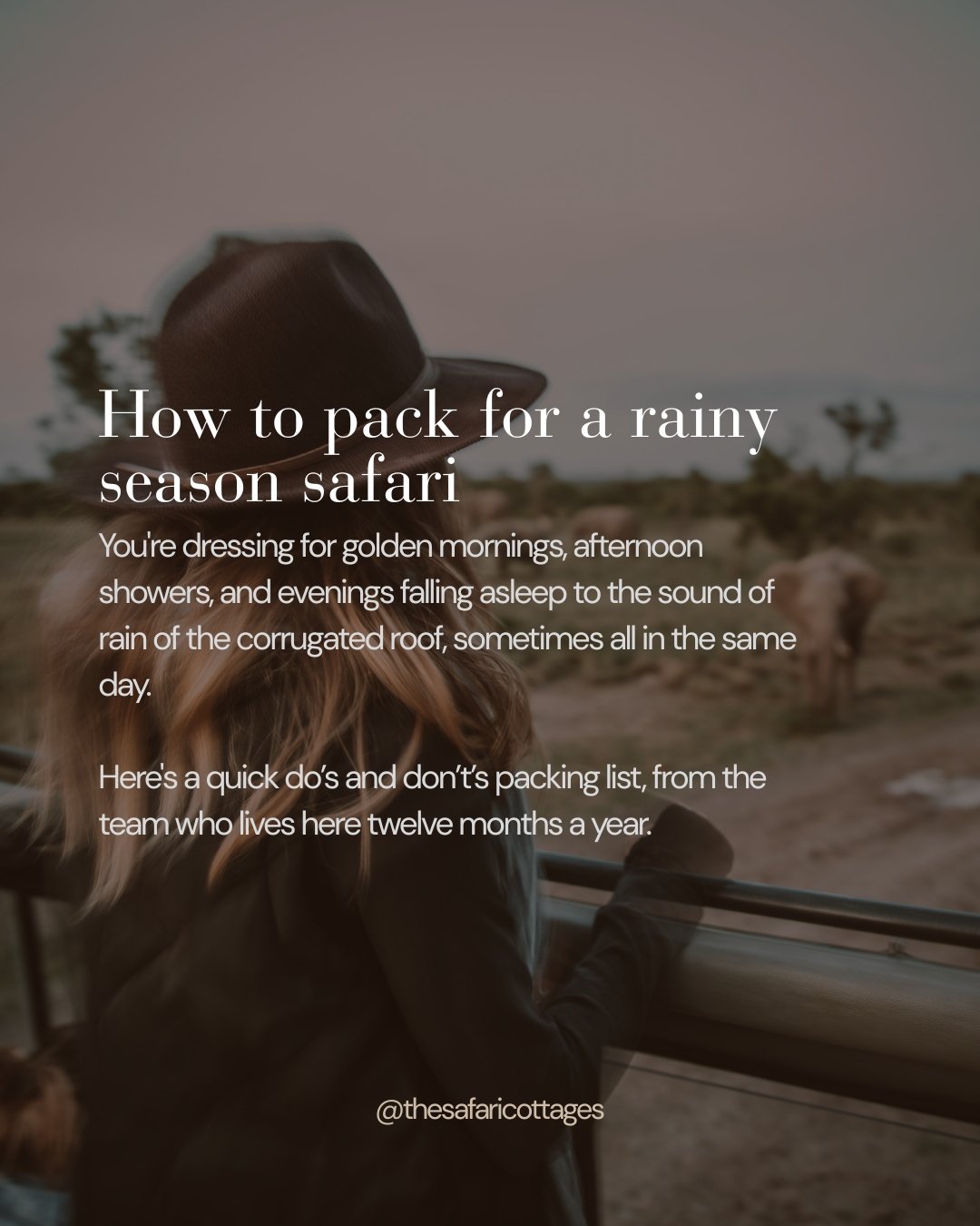 Oh, if only we had a penny for the number of times a guest's phone or camera battery ran out of steam in the middle of an epic sighting 😂 

Swipe for our rainy season essentials packing list &mdash; the good, the leave-it-at-home, and that one thing