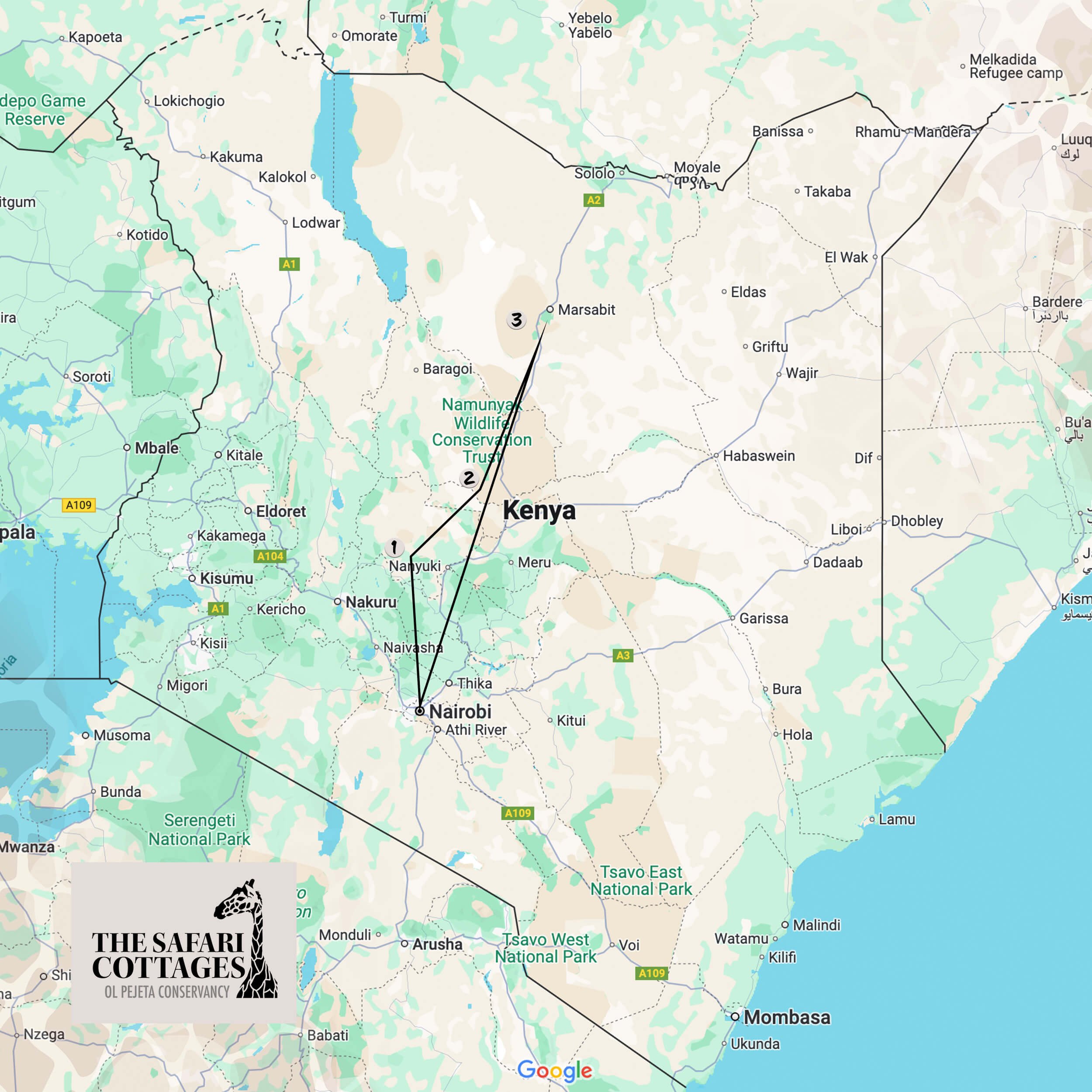 A map of Kenya and choosing the best route for your safari — Ol Pejeta ...