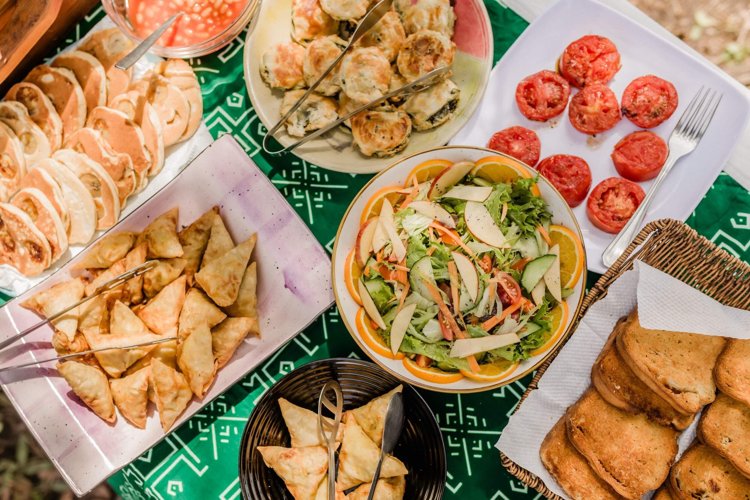 Gluten free and vegetarian spread on a private Kenya safari