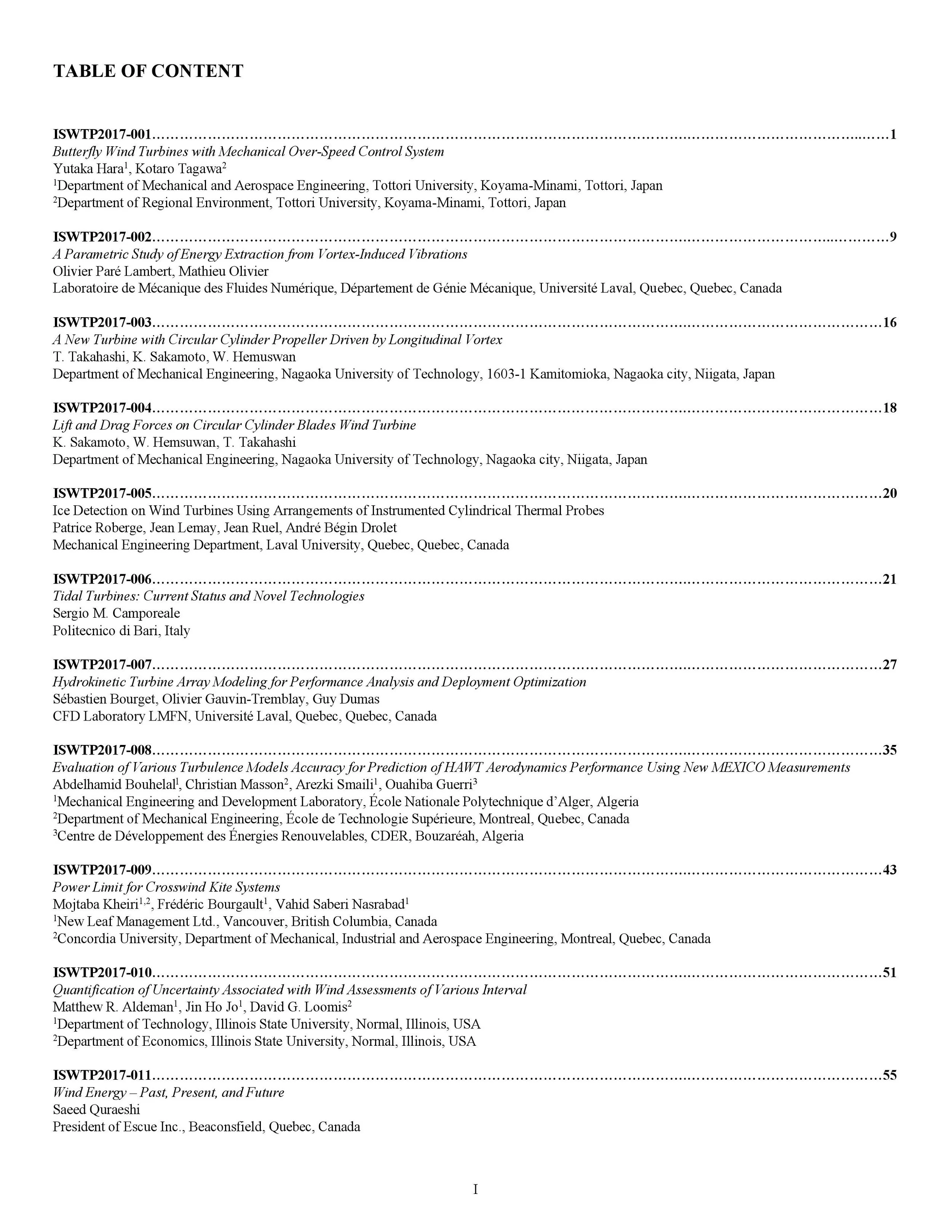 ISWTP 2017 Proceedings