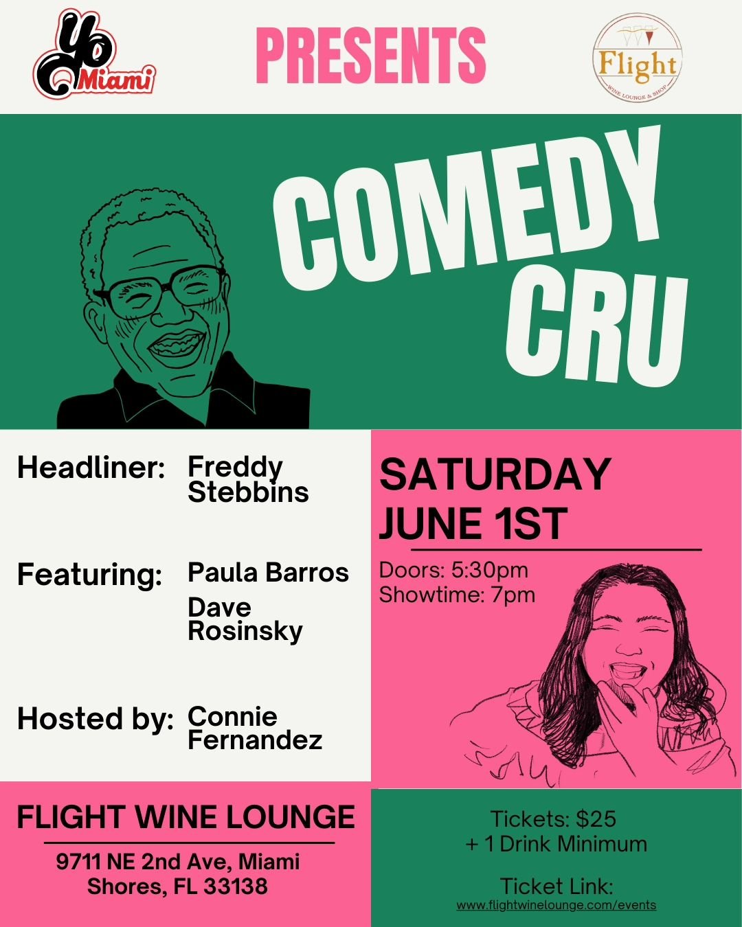 @itsyomiami is bringing the Comedy Cru back to Flight for ONE NIGHT only. Gather some friends and get ready to laugh your socks off! The very talented @conniesaurus is hosting a talented line up of local comedians. It will be an evening of laughter, 