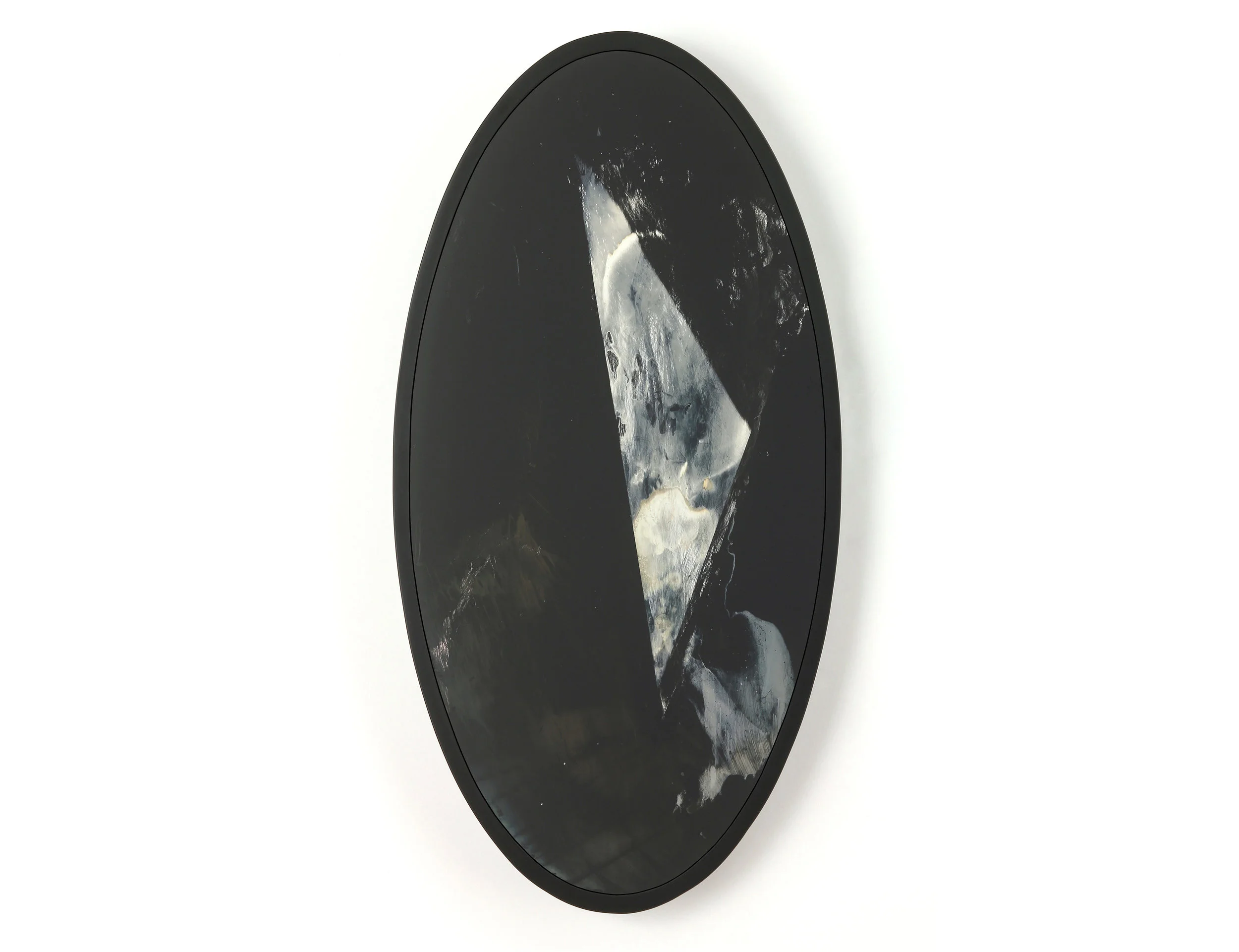 In Them We See Ourselves 7. Silver mirroring and gold nanoparticles on glass. 36 x 18 inches, 2016.