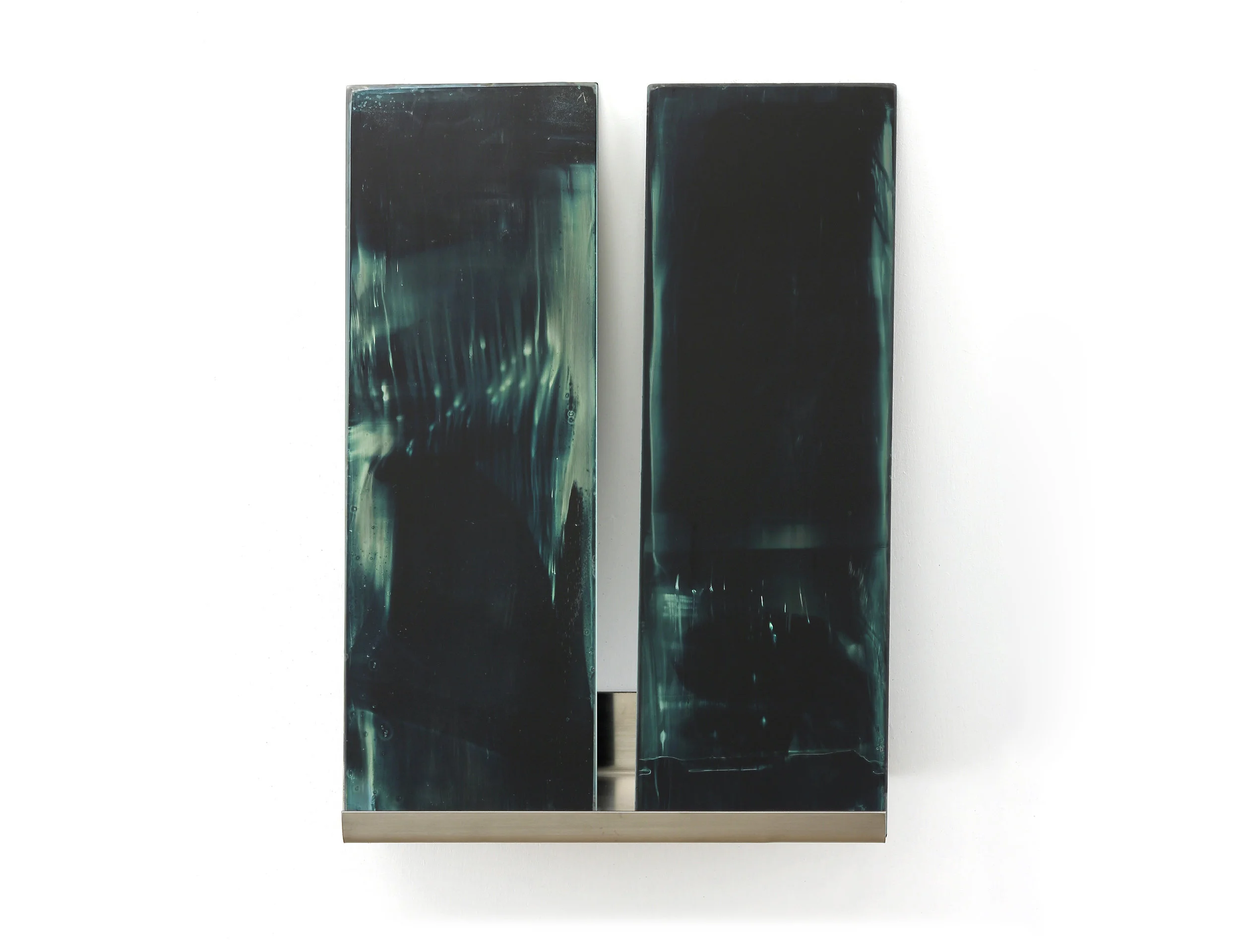Visible Signs of Indeterminate Meaning 7. Silver nanoparticle paint on glass. 12 x 8.5 inches, 2014.