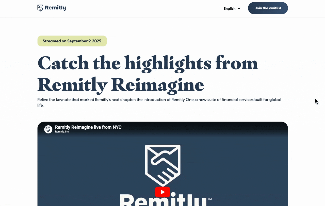 Remitly Reimagine - Event Landing Page