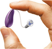 Small Purple Hearing Aid