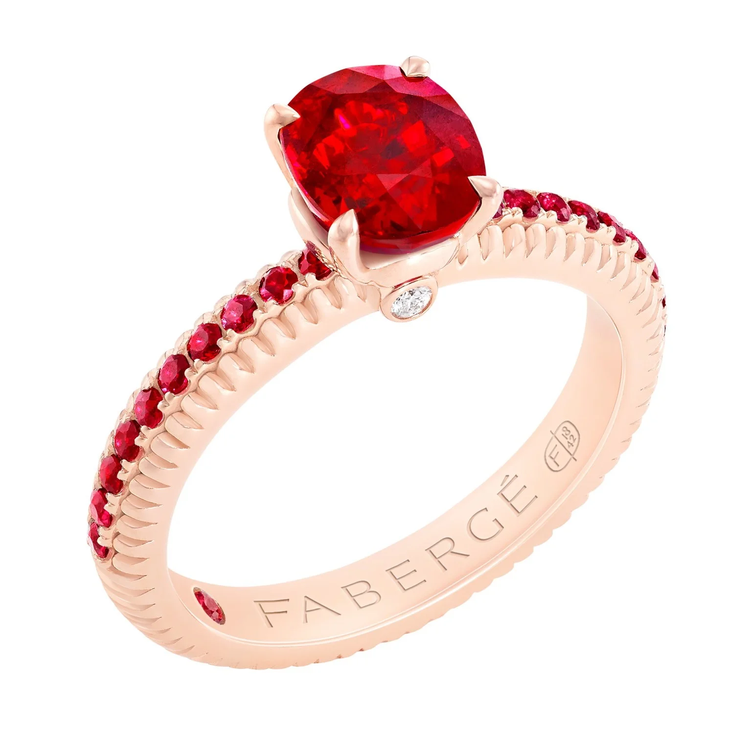 Fabergé Ruby with Ruby Pavé Rose Gold Fluted Ring.jpg