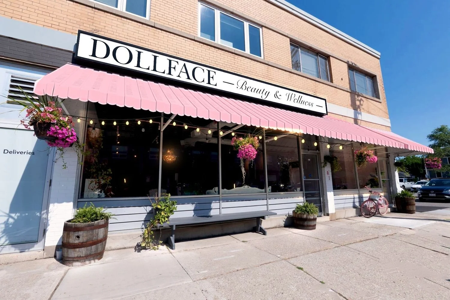 Dollface Beauty & Wellness storefront in Kerr Village, Oakville
