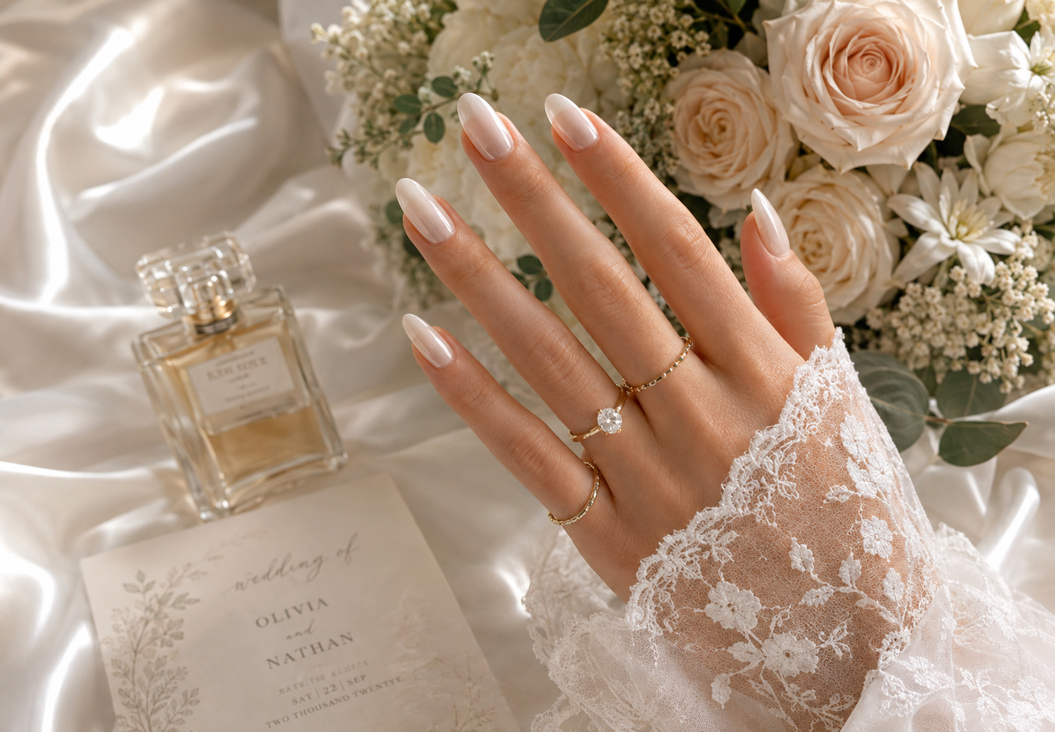 White Wedding Nails in Oakville