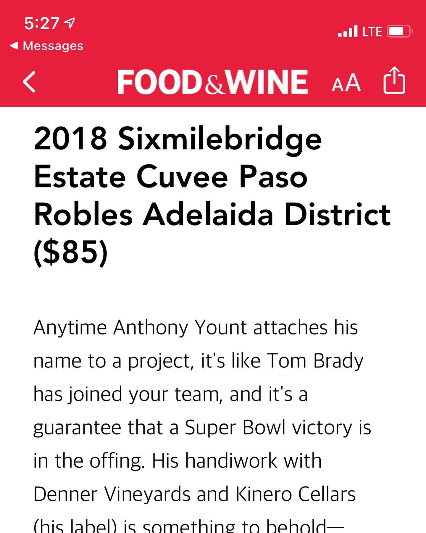 Thanks @jcristaldi for the overly kind (and somewhat ridiculous) words in @foodandwine last week. Apparently @tombrady found out and didn&rsquo;t like being referred to as the Anthony Yount of quarterbacks&hellip;and just when @hillaryyount was getti