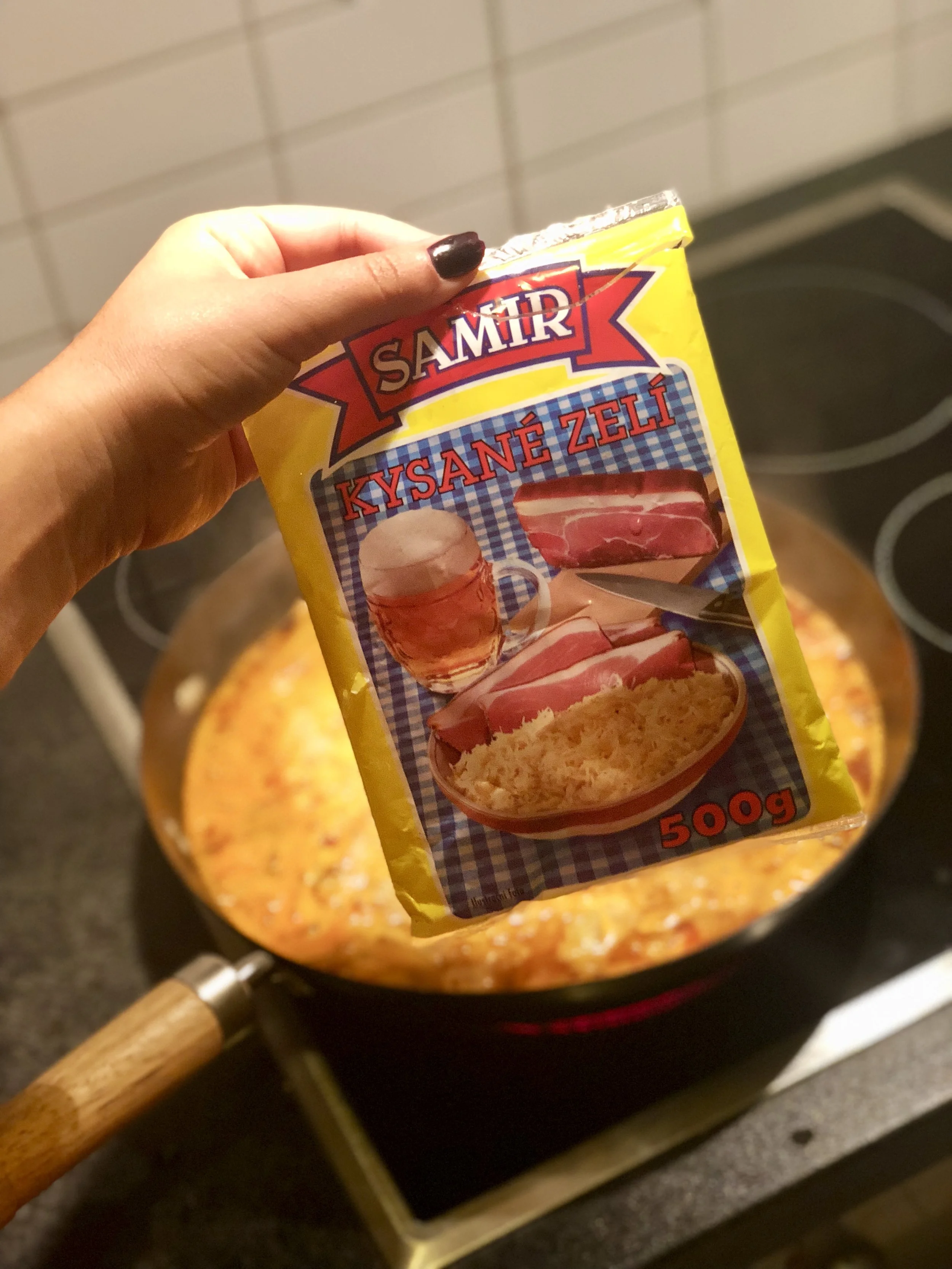 Sauerkraut soup in the making.