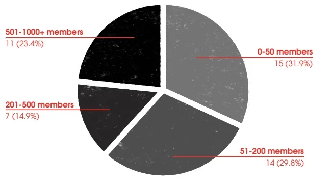 (Figure 1, Chart of Respondent Chapter Sizes)
