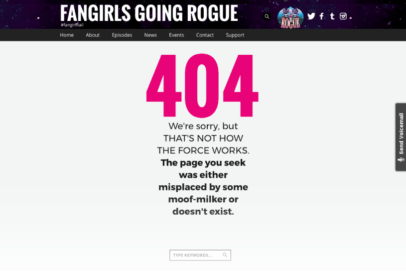 Custom 404 Page - Fandom Podcast Website