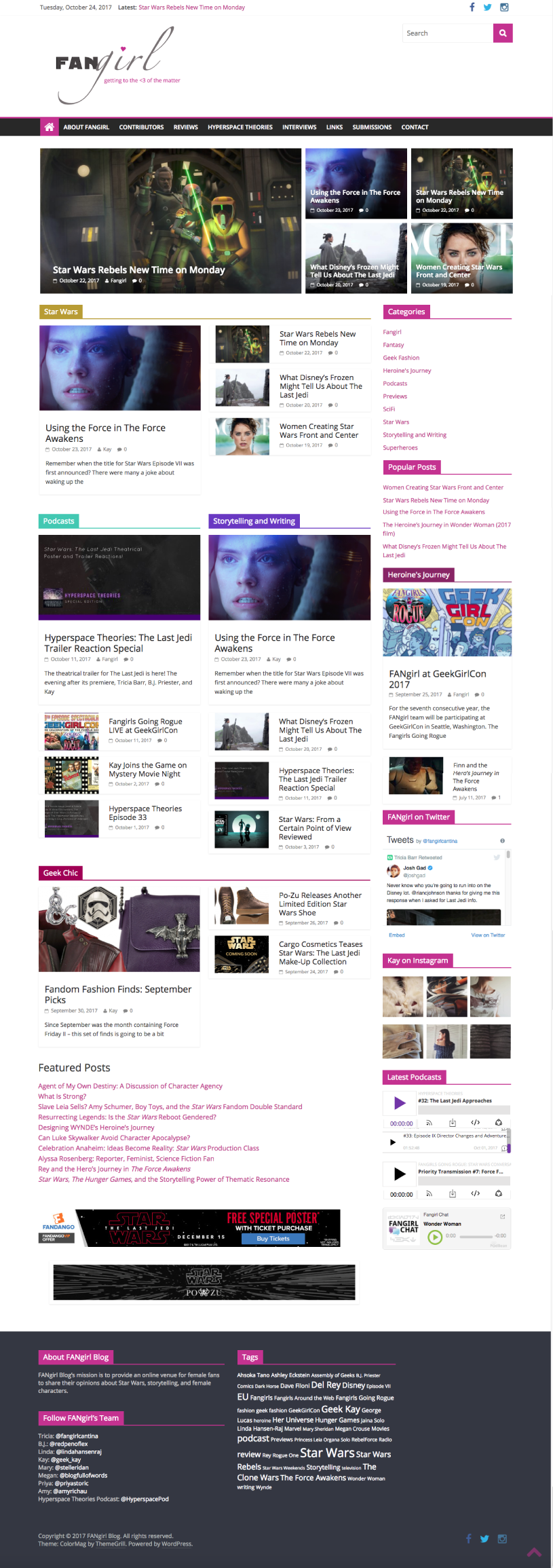 News & Commentary Website Home Page - FANgirl Blog