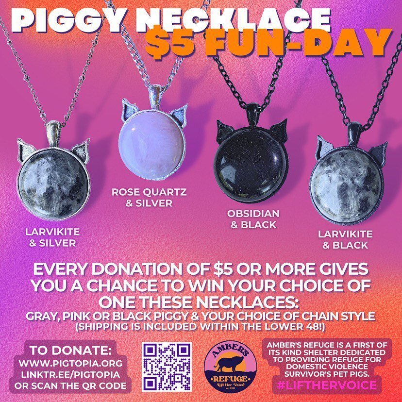 What do you think of these new piggy necklaces I&rsquo;ve made? I even have black and gray piggies! Enter to win one this weekend; link in bio! #pigtopia #minipig #potbellypig #veganfortheanimals #pigrescue #bekind #petpigs #piglet #cutepig #pigjewel