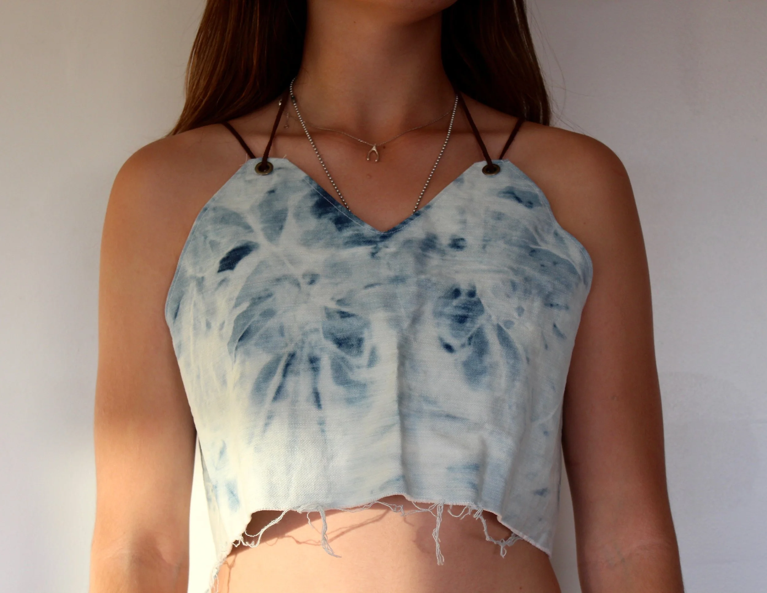 Mixed Denim Crop Top 