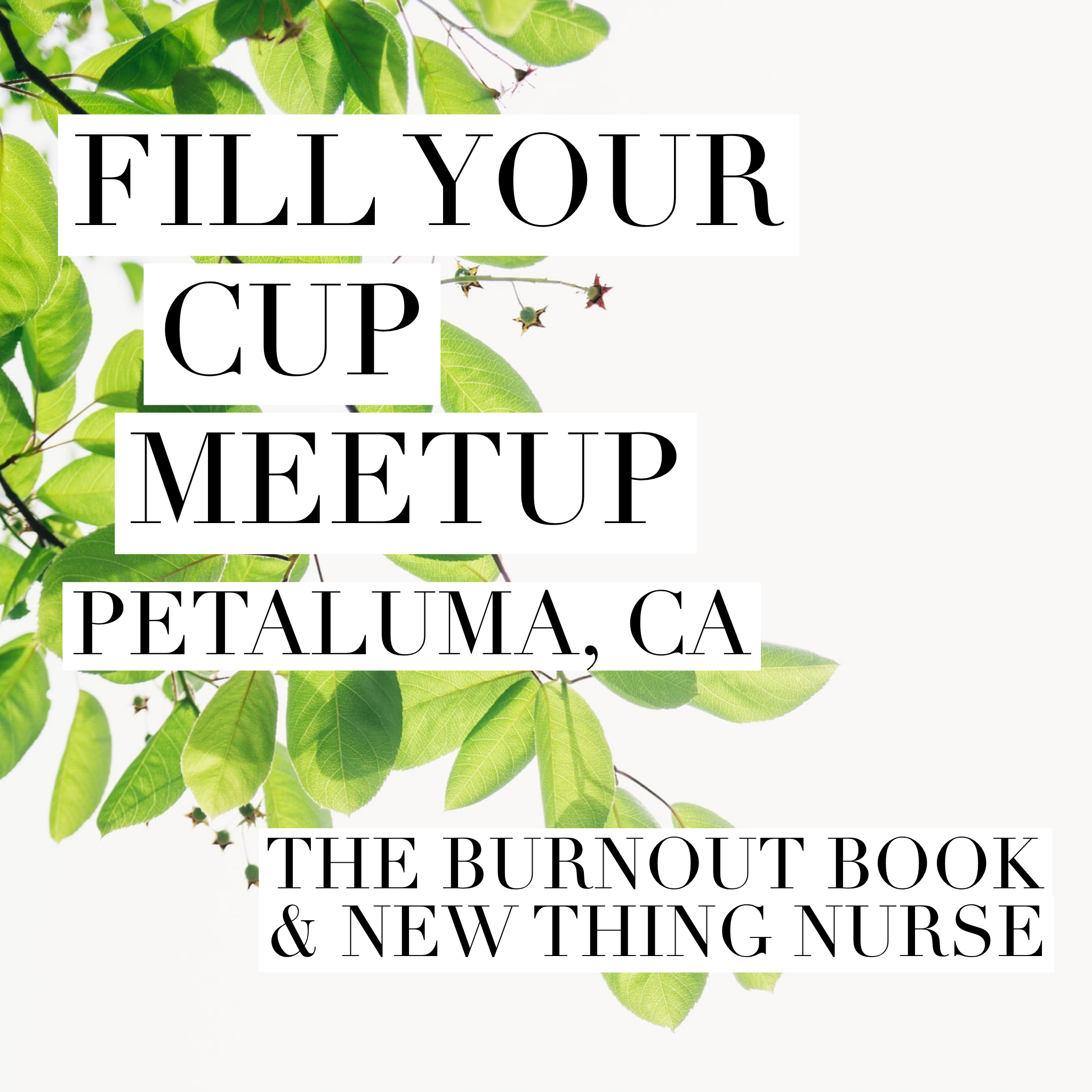 Fill Your Cup Meetup - Petaluma, CA with The Burnout Book