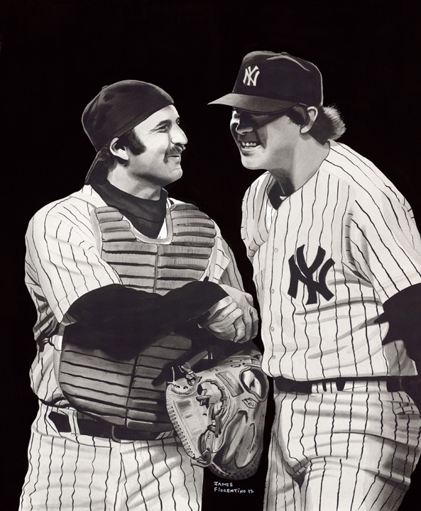 Thurman Munson/ Goose Gossage 16 x 20 watercolor