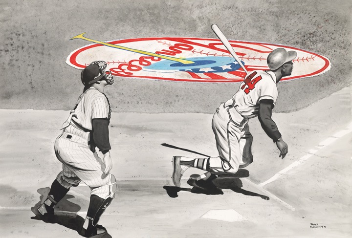 Hank Aaron/Yogi Berra 16 x 20 watercolor