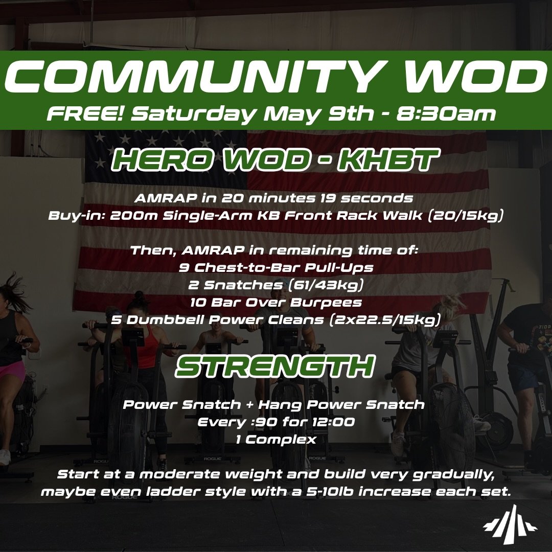 Hero WOD tomorrow 🇺🇸💚

A workout with purpose.
A chance to honor sacrifice, remember courage, and come together as a community.

Whether you&rsquo;re a member, a friend, or trying us out for the first time &mdash; this workout is for everyone. All
