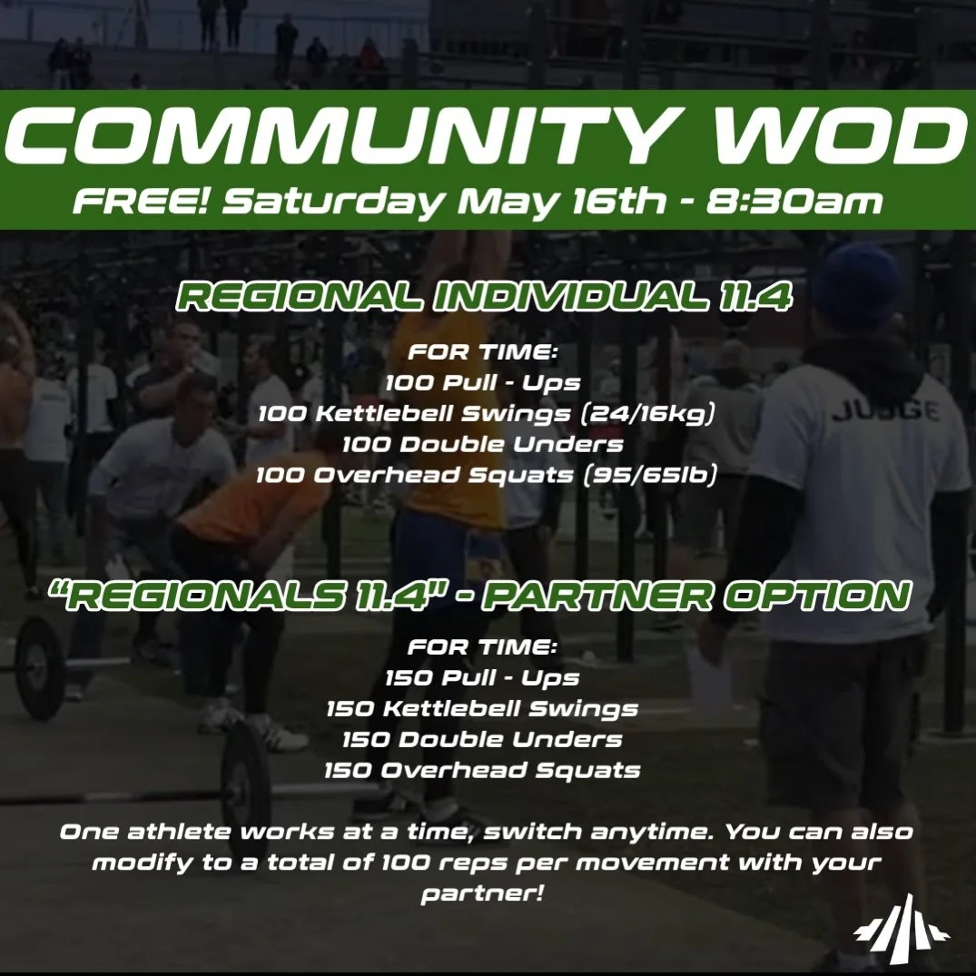 Big Saturday energy tomorrow 💪🔥
Community WOD kicks off at 8:30am and we&rsquo;ve got both an individual and partner version ready to go.

Free workout. Good people. Lots of reps.
Come put in some work with us 👊 Find our 🔗 to drop in for free in 