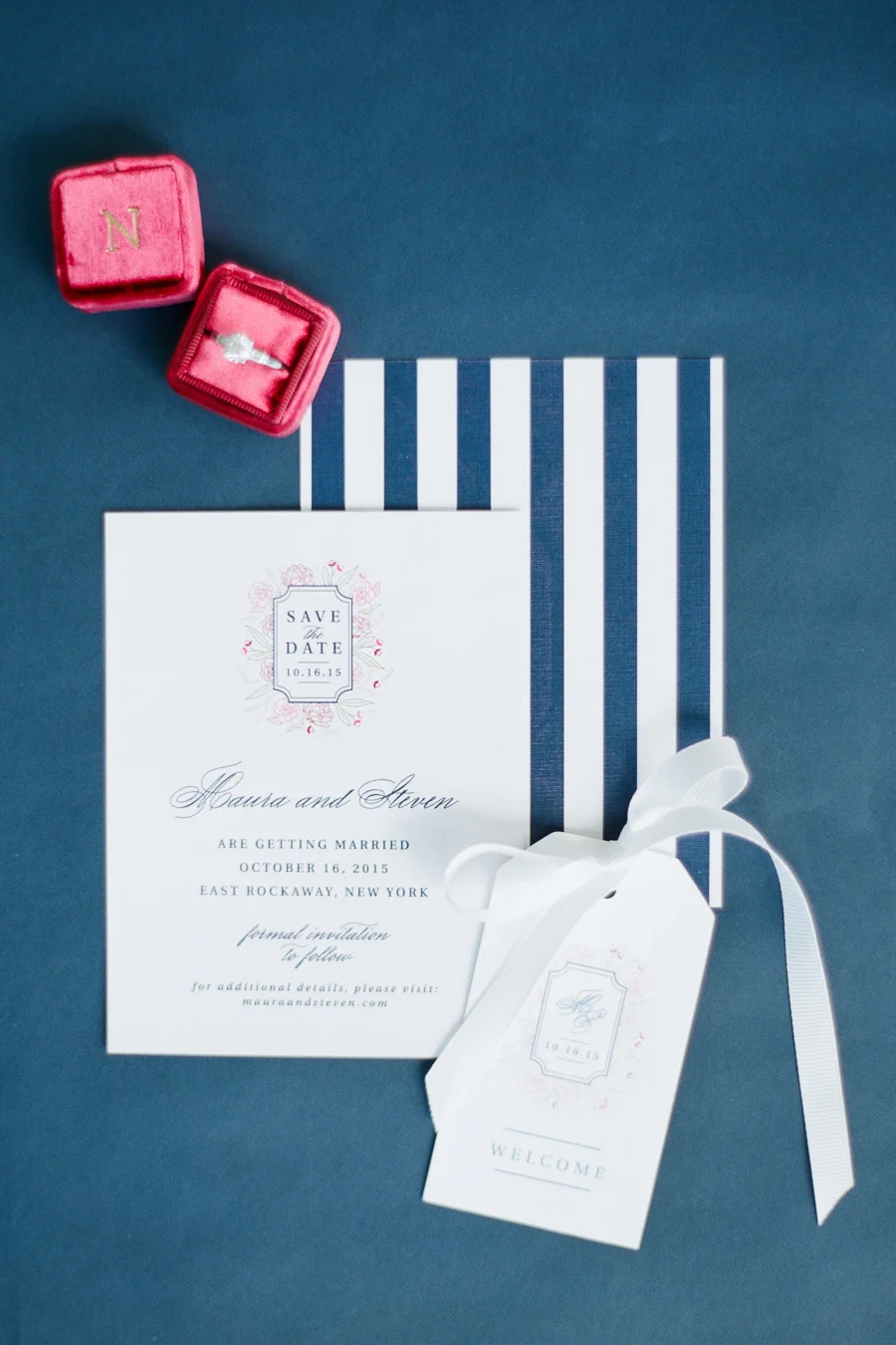 Heirloom Highlight - Maura & Steve's Navy Letterpress Invitations - Featured in The Knot New York
