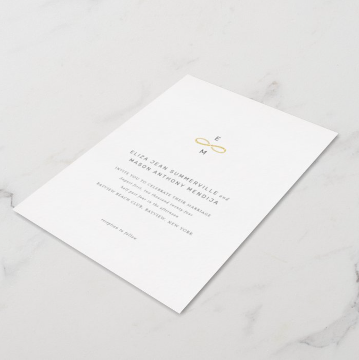 Infinity Symbol Gold Foil Wedding Invitation 