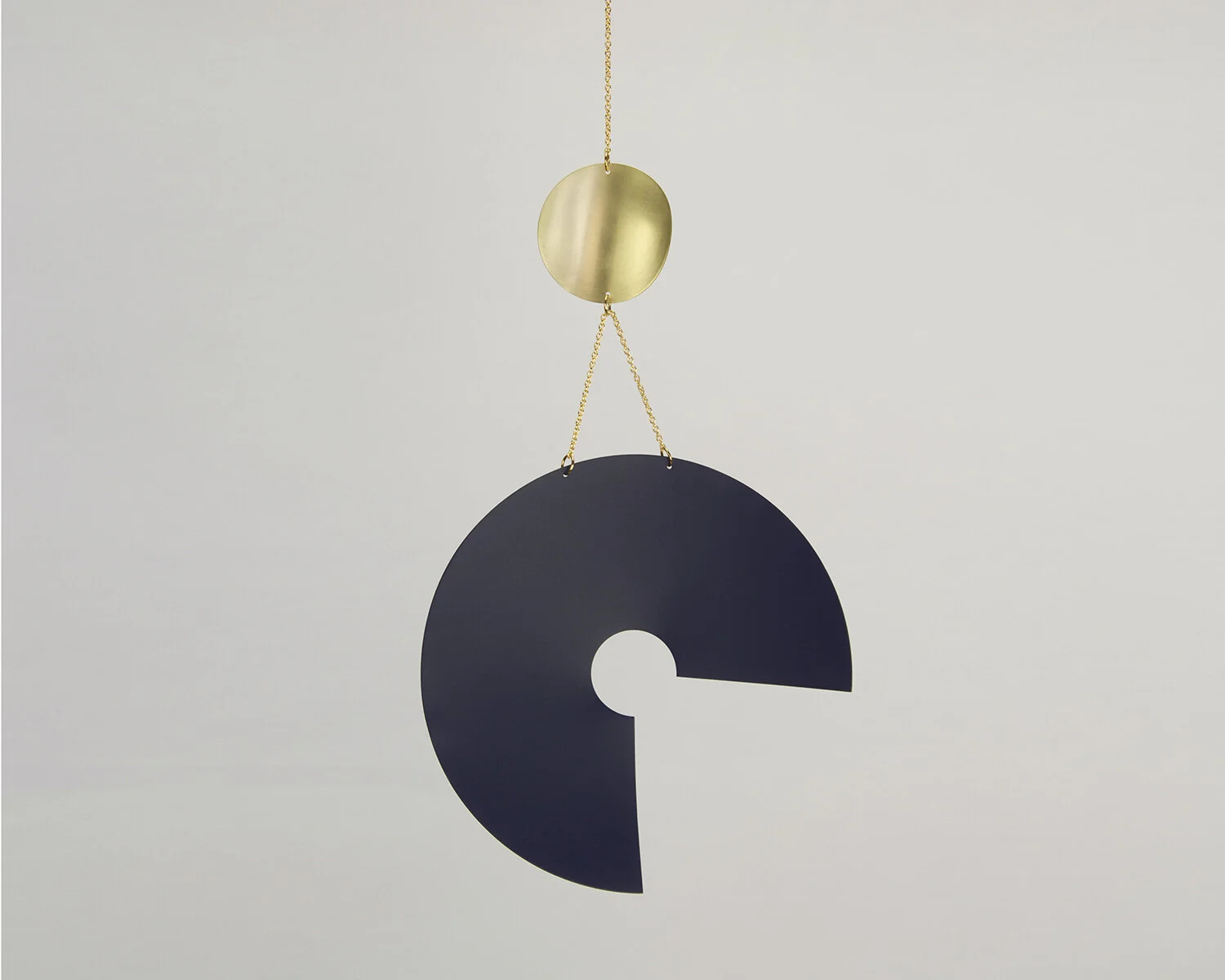 Circle and Line Brass Graphic Modern Wall Hanging Navy